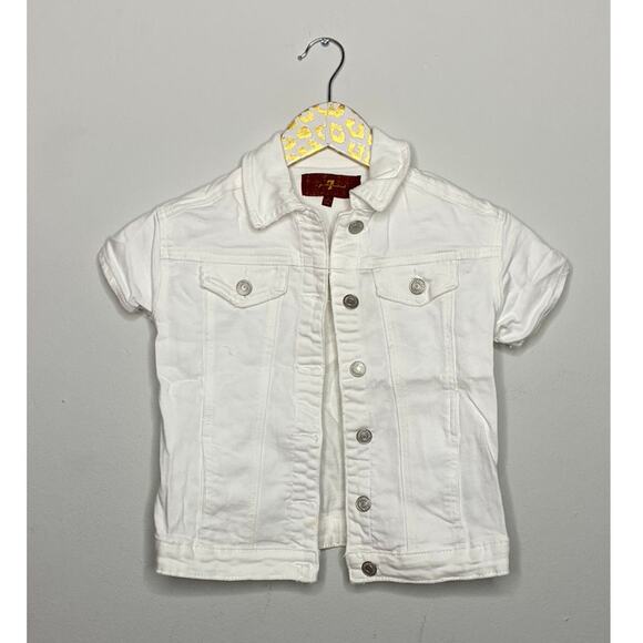 7 For All Mankind White Denim Jacket | Small - Picture 1 of 5